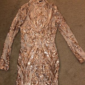Gold sequin mini dress